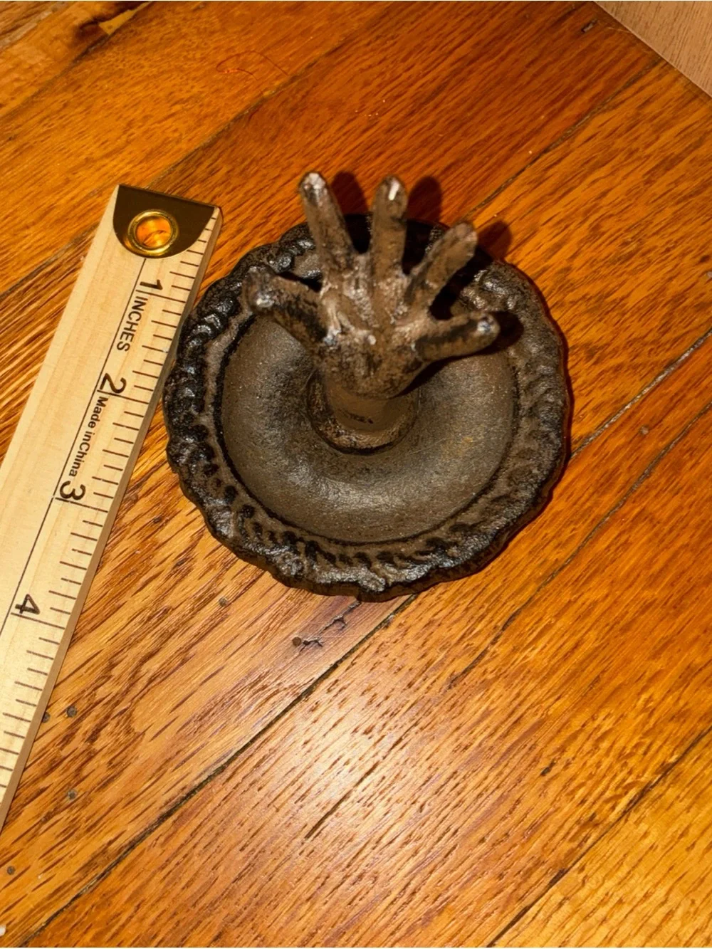 Cast Iron Hand Ring Holder in Rustic Brown